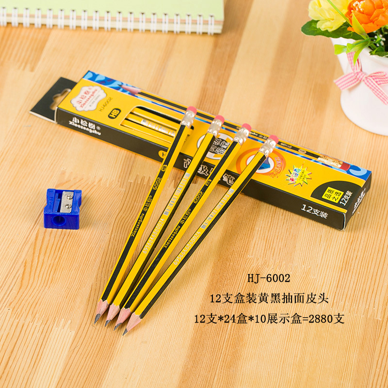 小松树铅笔不断芯小学生办公铅笔12支六角三角橡皮小松树详情图11