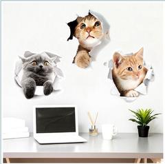 Kunshang Cross-border New 3D Hole Cute Cat Emoji Refrigerator Magnet Bathroom Toilet Magnet KS2005-2007