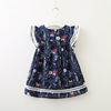 Summer dress with sleeves, children's cute skirt, children's clothing, European style, floral print, 2021 collection