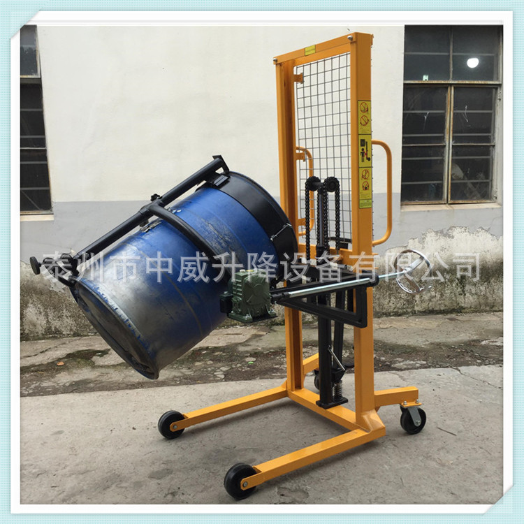 手动液压油桶堆高搬运车 翻转式油桶装卸放料车倾倒圆桶车-阿里巴巴