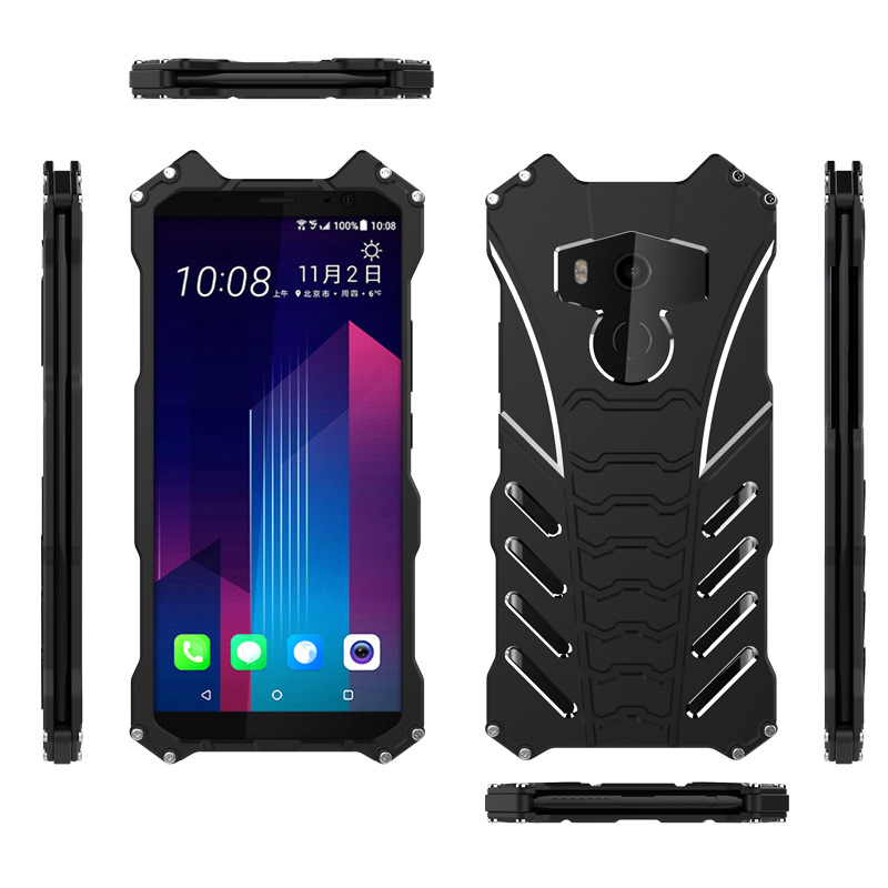 R-Just Batman Shockproof Aluminum Shell Metal Case with Custom Batarang Stent for HTC U11+ / HTC U11 Plus