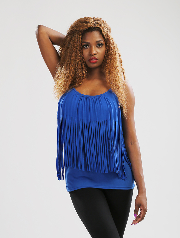 Fringe Tank Top Adjustable Straps Off Shoulder Design Versatile Wear Casual or Party Style Wholesale Available