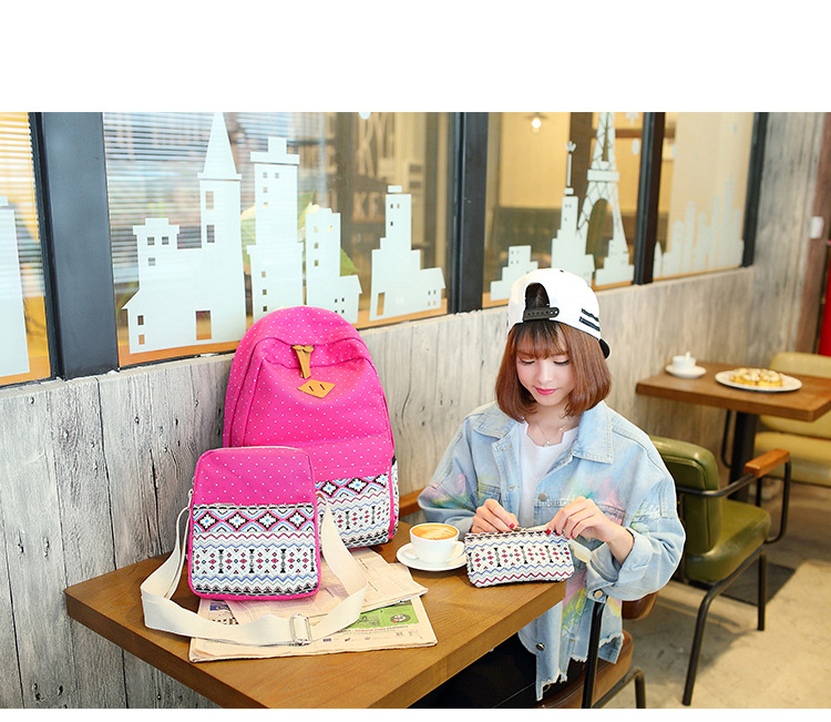 Fashion Ethnic Printed Canvas Multifunctional Three-piece Backpack Wholesale Nihaojewelry display picture 7