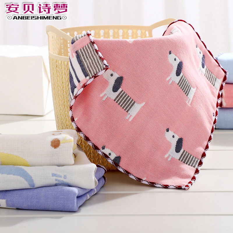 口水巾婴儿小方巾六层纱布毛巾纯棉宝宝婴幼儿童面巾洗脸厂家批发|ru