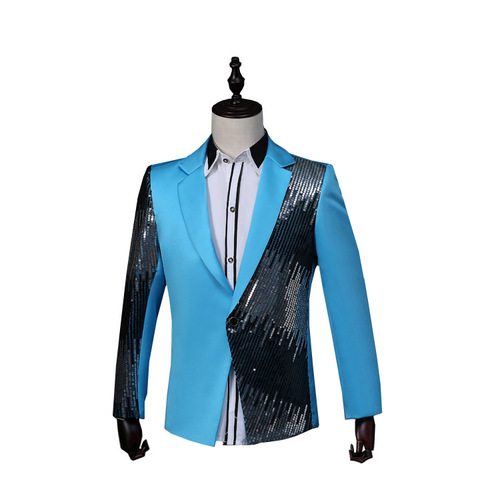 men's jazz dance suit blazers Men suit jacket sequins west stage progressive lightning master of ceremonies nightclub bar singer top