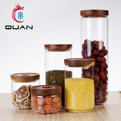 相思木蓋玻璃密封罐幹果玻璃儲物罐咖啡豆茶葉花茶儲藏罐廠家直銷