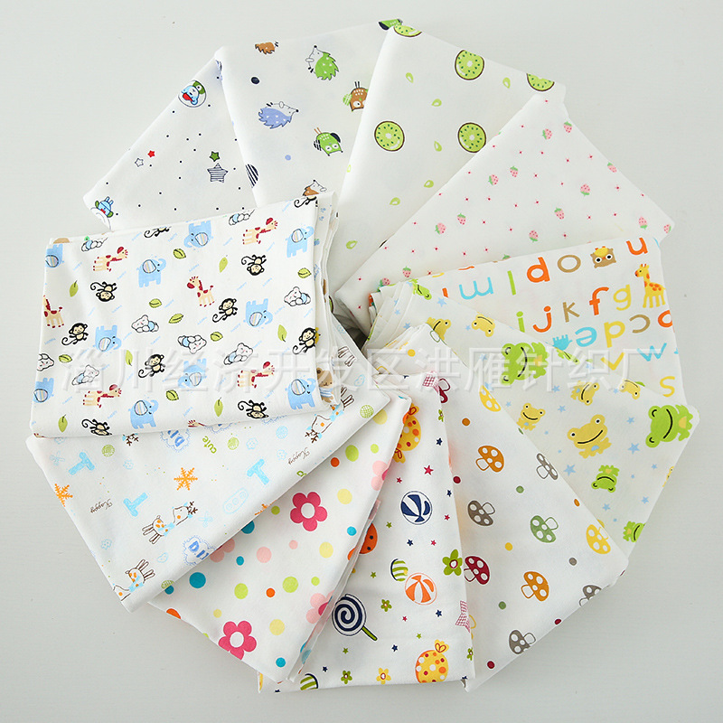 厂家直供40s紧密纺棉毛布纯棉针织婴儿服装面料双面针织卡通印花