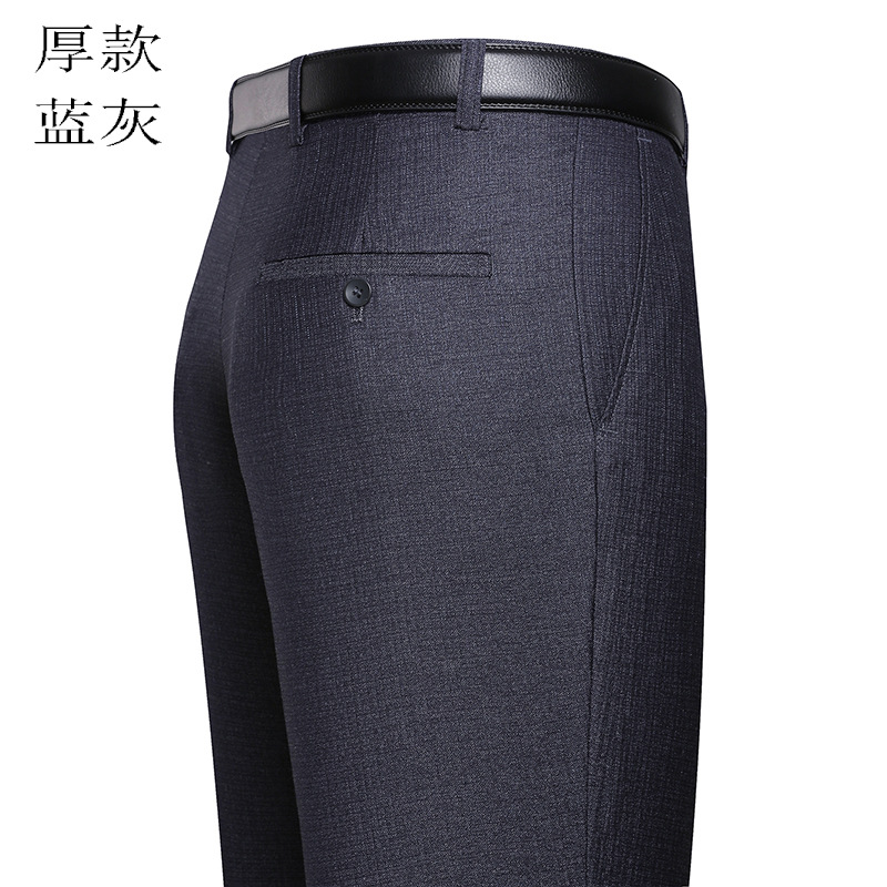 Pantalones de traje forrados de lana para hombres de otoño pantalones de traje gruesos sueltos de cintura alta de negocios rectos pantalones de traje formal de mediana edad para hombres image 11