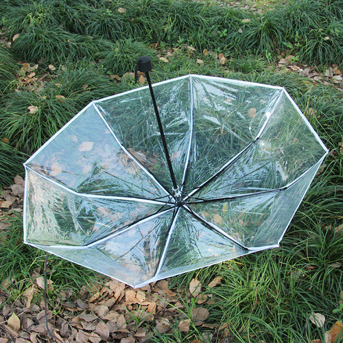 Umbrella transparent tri-fold umbrella fully automatic tri-fold umbrella sunny umbrella personalized fashionable folding umbrella transparent fully automatic umbrella