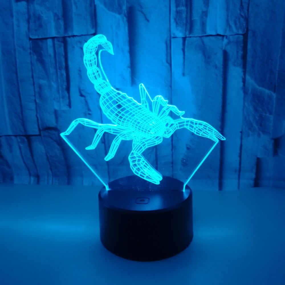 创意蝎子七彩3D小夜灯  USB LED触控小夜灯 儿童生日礼品3D小台灯
