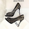 European and American sexy night club shoes women’s shoes thin heel super high heel waterproof platform net hollow lace 