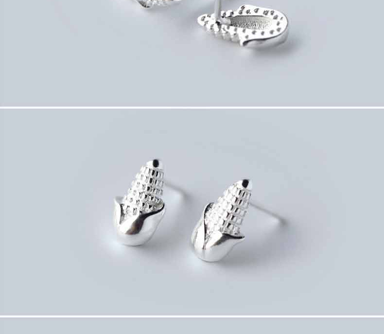 10g Weight No Inlaid Inlay Material Earrings, Ear Studs Classification Wedding, Travel Occasion Alloy Material Corn Pattern Women'S Gender Plating Design Fashion Style Gold, Silver Color Fashion Corn Plating Alloy No Inlaid Stud Earrings 16