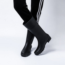 新款PVC耐磨防滑雨鞋高筒皮质围口加厚雨靴胶鞋水鞋套鞋时尚鞋女
