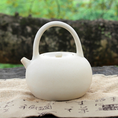茶壶茶具潮汕功夫茶白泥陶壶烧水壶煮茶壶炭炉提梁壶白泥壶酒精炉|ru