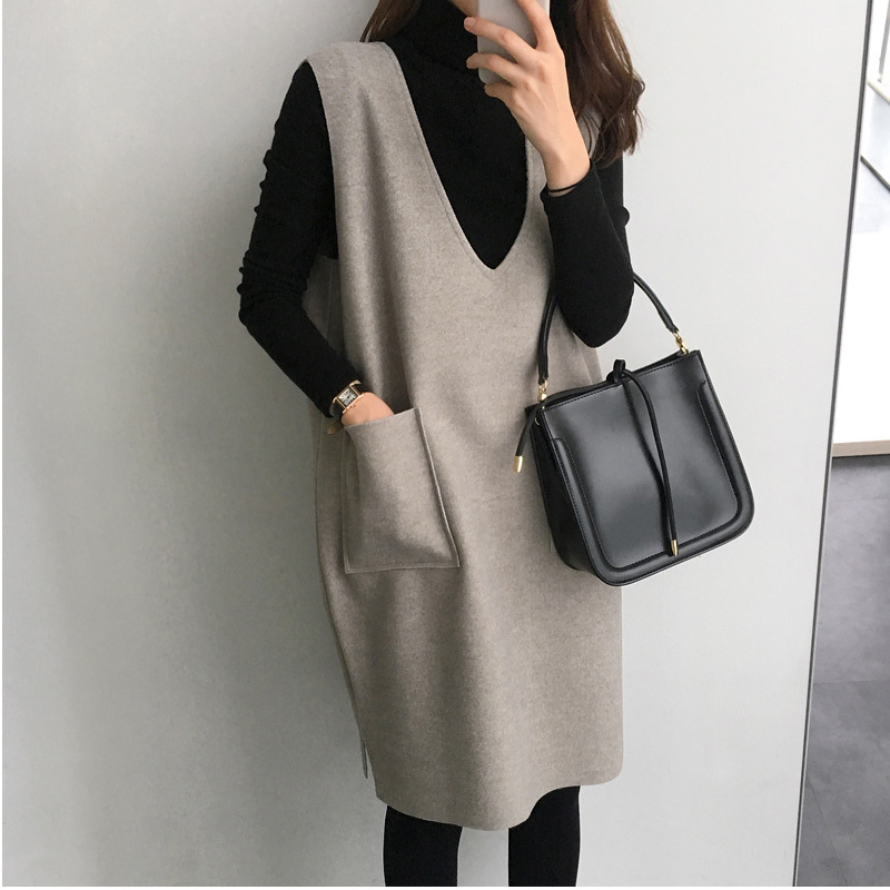 B8870 640K VÁY ĐẦM LIỀN THÂN NỮ XIUENLO ÁO LEN CẢ BỘ 2 MÓN MÙA XUÂN THU ĐÔNG PHONG CÁCH HÀN QUỐC THỜI TRANG NỮ G02 SẢN PHẨM MỚI