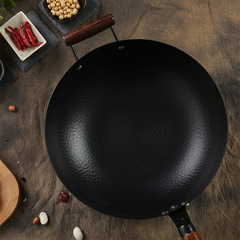Household old-fashioned pure iron wok without coating, stir-frying pan featured in "A Bite of China" - Zhangqiu forged iron flat pan