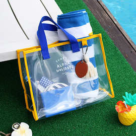 Twilight city透明沙滩包PVC手拎游泳包便携衣物收纳包时尚旅行包