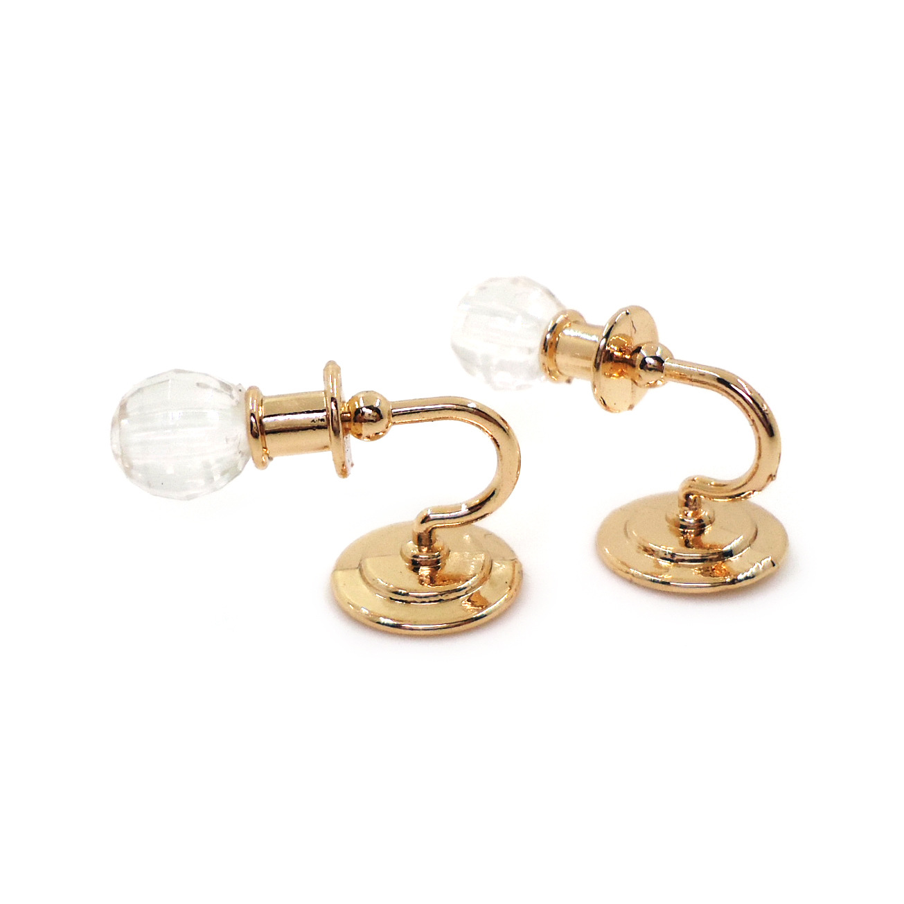 1:12 Dollhouse mini modelo ob11 decoración plata/oro cristal lámpara de pared un par nuevo