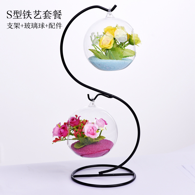 Creativo de estilo europeo doble colgante cristal florero hidropónico flor Ware moda accesorios para el hogar artesanía ventas directas de la fábrica