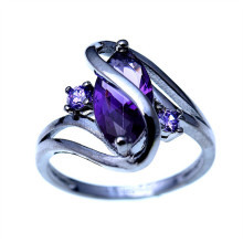 ebay速卖通 欧美奢华多色可选马眼桃心黑金锆石戒指 情侣戒指