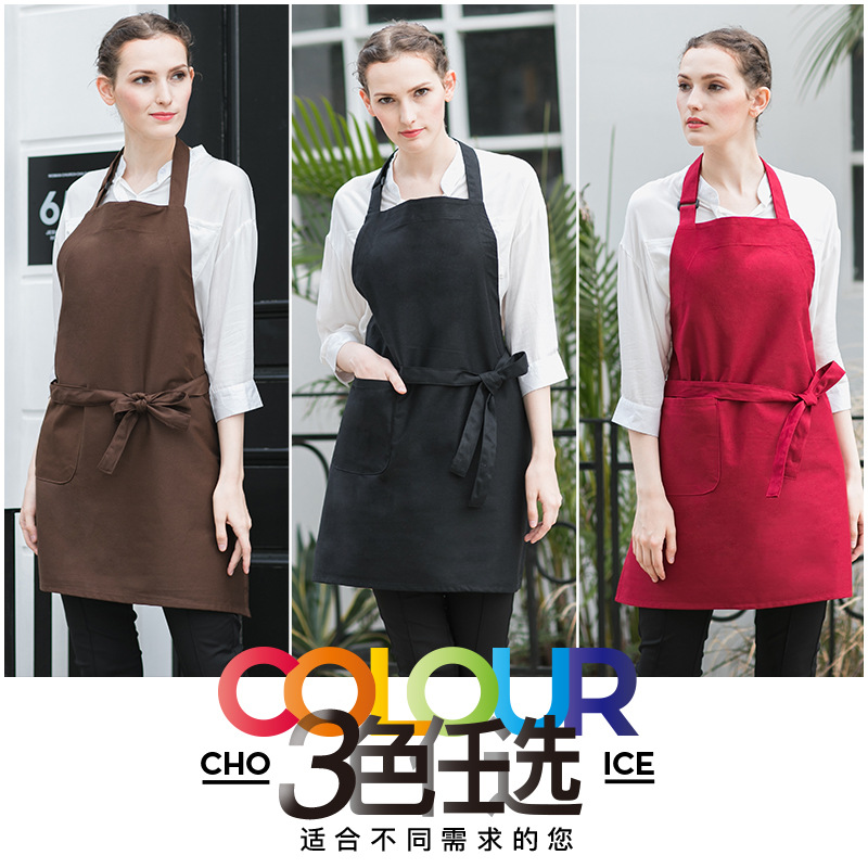 Delantal publicitario de algodón Delantal de moda coreano Cafetería supermercado ropa de trabajo delantal de cocina logotipo personalizado