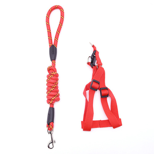 Factory direct sales dog leash, fine-grained round rope, adjustable dog leash, chest and back, pet supplies wholesale