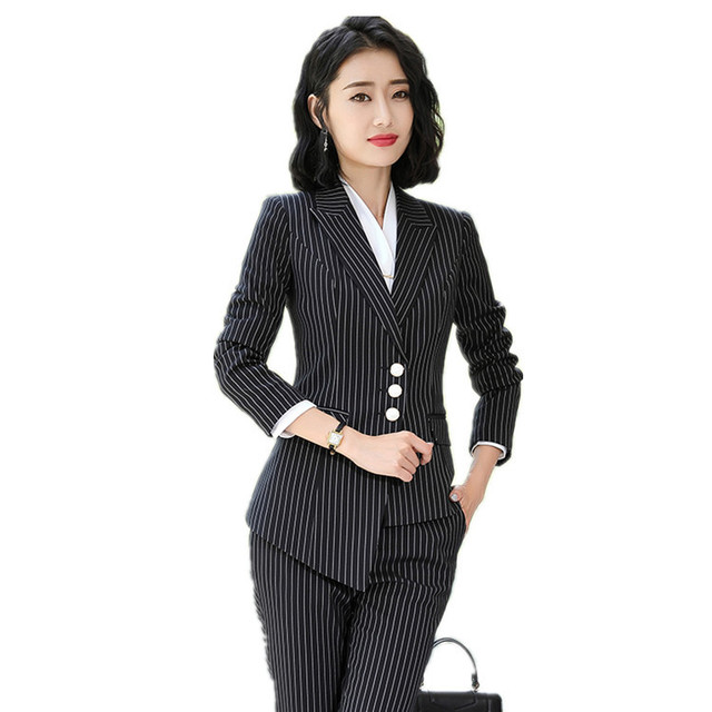 Winter New Professional Suit Fashion Stripe Formal Suit Two Suits 