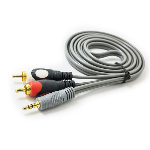 Factory direct supply 1.5 meters pure copper gray one-to-two audio speaker cable 3.5/2RCA cable OD 9.5MM thick