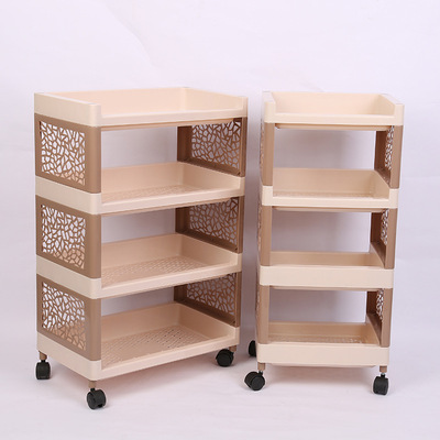 厂家直销四层收纳整理架客厅带滑轮置物架可移动置地式收纳储物架|ms