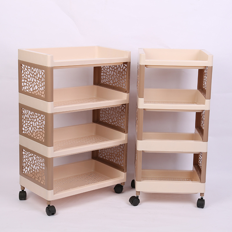 厂家直销四层收纳整理架客厅带滑轮置物架可移动置地式收纳储物架|ms