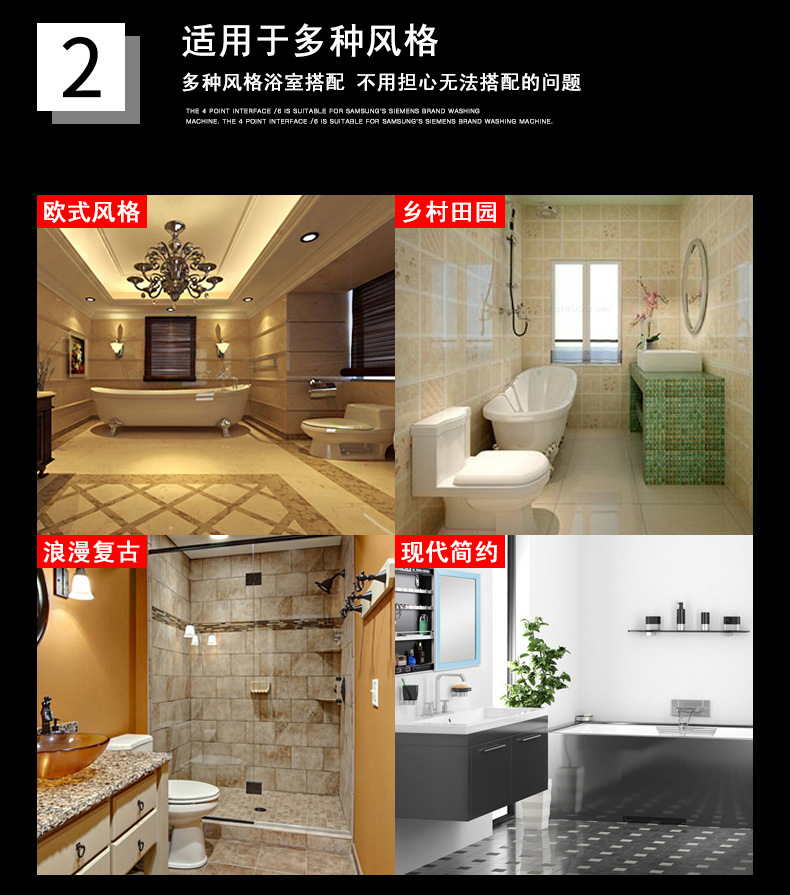 All-copper black European-style bathtub, hot and cold water faucets, bathroom hardware, built-in wall, balcony, 360-degree rotating faucet Application Scenario
