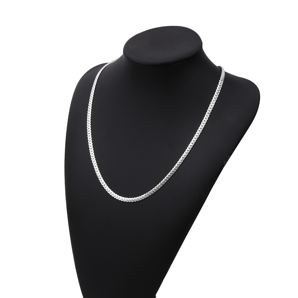 Silver Plated Curb Chain Necklace For Men And Women, Elegant_voghion.com