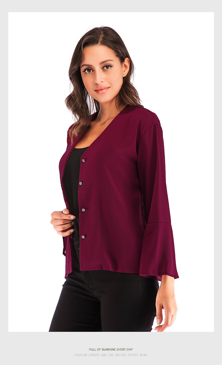 single-breasted long sleeve blouse  NSJR33324