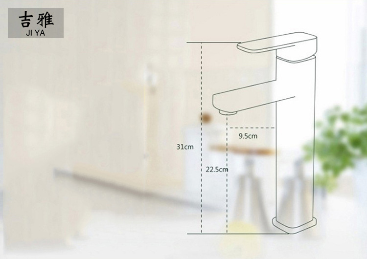 Grifo cuadrado caliente y frío solo agujero único mango lavabo grifo