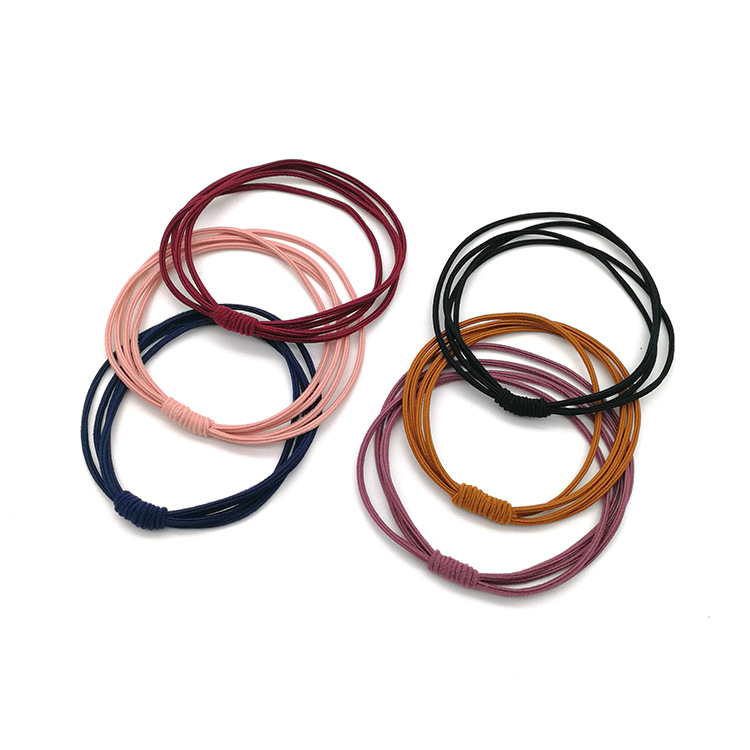 Korean Solid Color Hair Scrunchies Simple Knotted Hair Ring Headdress Four Strands Solid Color Basic Hair Rope High Elastic Rubber Band display picture 2