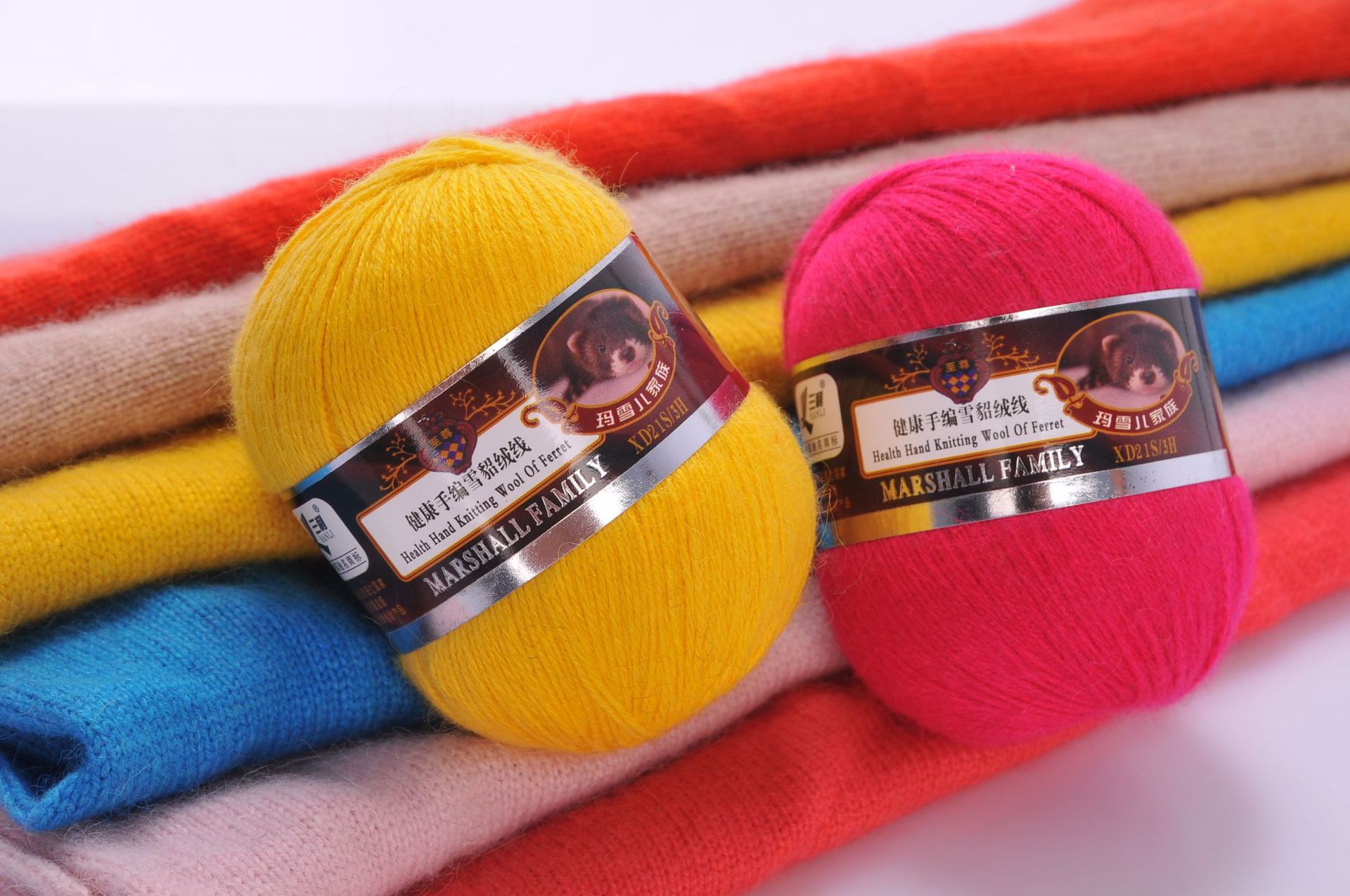 三利毛线貂绒线中粗手编雪貂绒纱线批发24S/3团装机织毛线貂