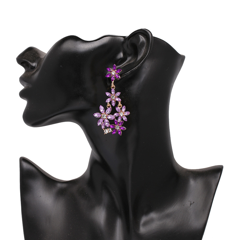 Imitated crystalCZ Fashion Flowers earring  purple NHJJ5071purplepicture5