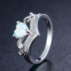 Fashionable ring with stone heart shaped, accessory, with gem, European style