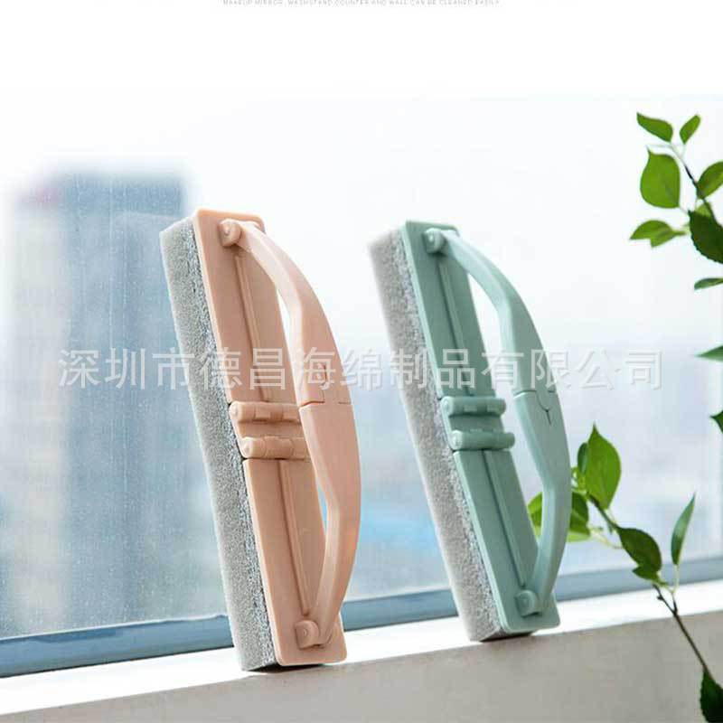 浴室新款 带手柄折叠海绵擦浴缸刷去污瓷砖清洁刷海绵刷