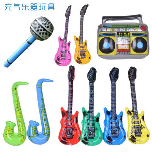 Manufacturer wholesale children's inflatable musical instruments toys PVC inflatable guitar children's stage props microphone