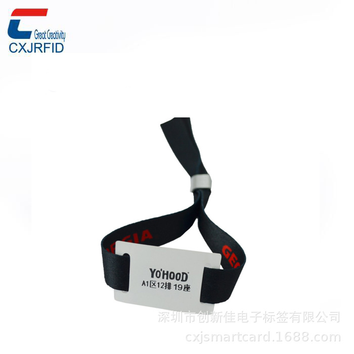 供应多款涤纶编织手腕带手绳 RFID芯片入场识别手腕带 F08芯片