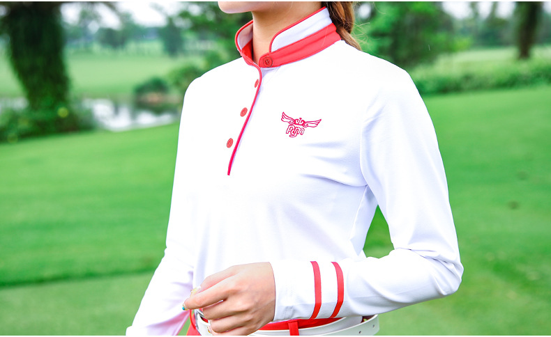 Bộ quần áo golf nữ PGM dài tay mặc trong mùa thu đông — Áo màu xanh hải quân màu trắng YF160, Áo đỏ trắng YF160, YF144 phiên bản dày màu trắng, Áo đỏ trắng YF160 [loại mỏng] chi tiết 34