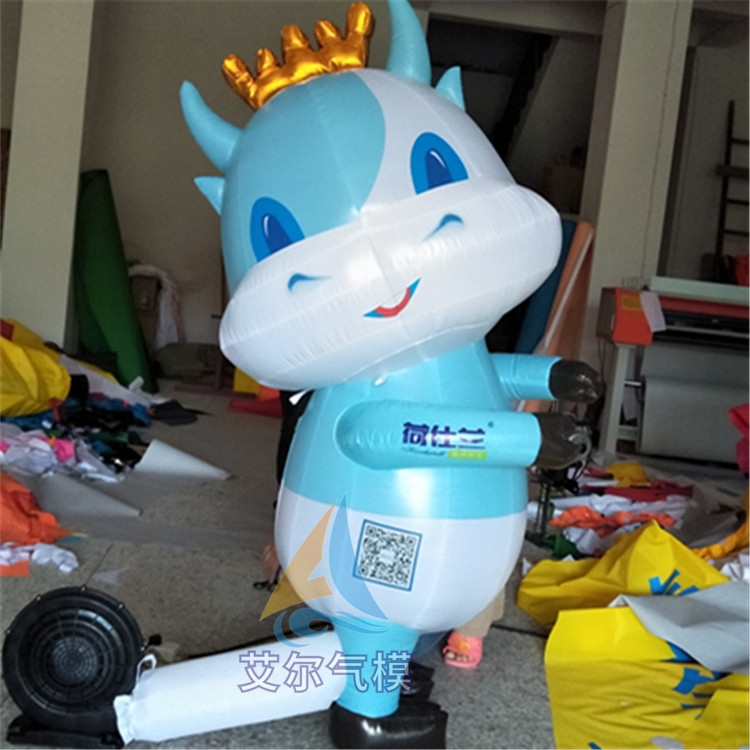 充气奶牛卡通气模 充气小牛行走气模 活动卡通动漫充气广告吉祥物