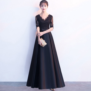 New style banquet elegant and elegant company’s annual fair black evening dress skirt