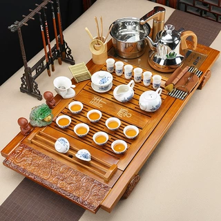 茶具套装特价全自动四合一电器整套冰裂紫砂功夫茶具实木茶海茶盘
