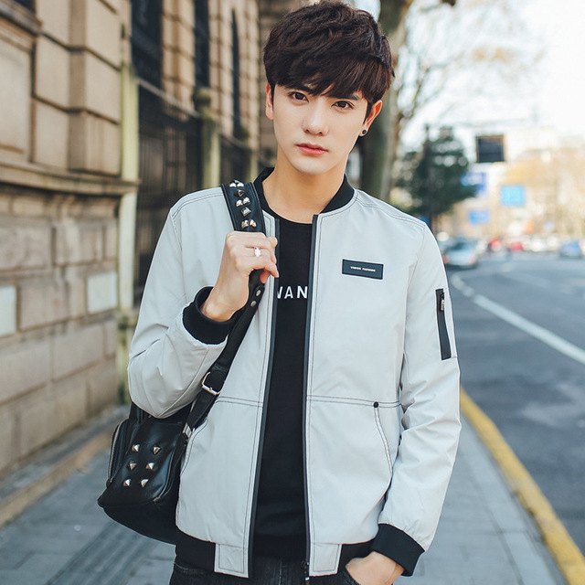 Men’s baseball collar letter coat slim casual jacket in spring and Autumn