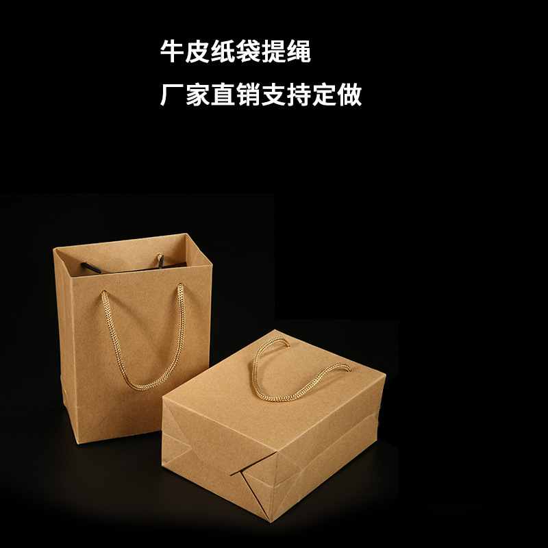 （定制）手提袋纸袋方形牛皮纸礼品袋 有提绳印制logo服装购物袋