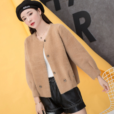 Harajuku sweater coat Cardigan Easy Lazy bishop sleeve white High-end Autumn new pattern Mink Cashmere overcoat