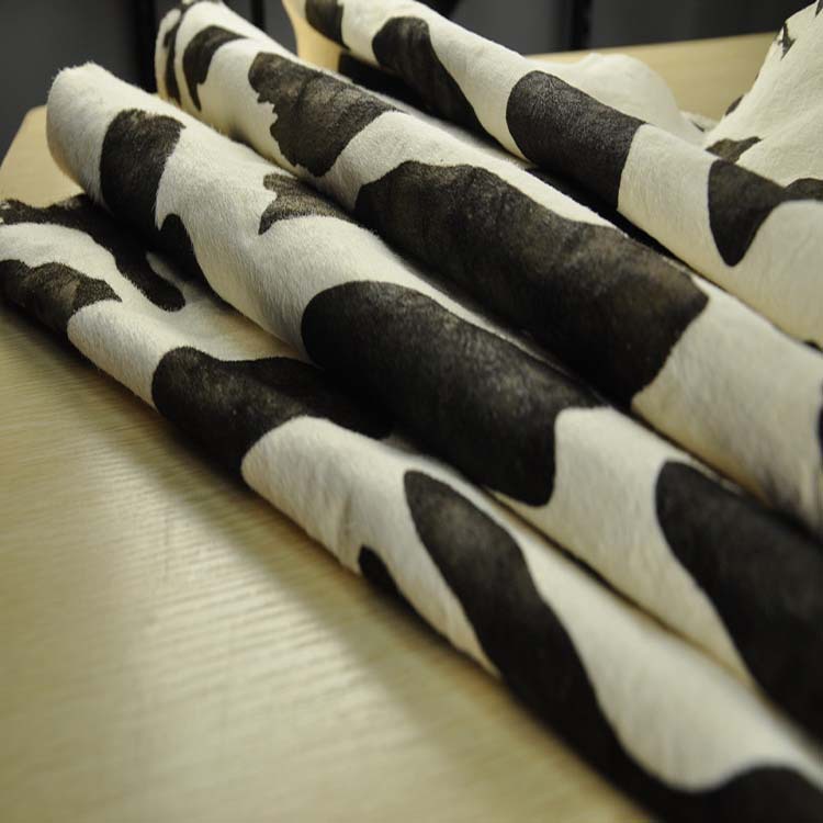 供应奶牛纹马毛 头层白色奶牛纹马毛 鞋包用马毛真皮批发