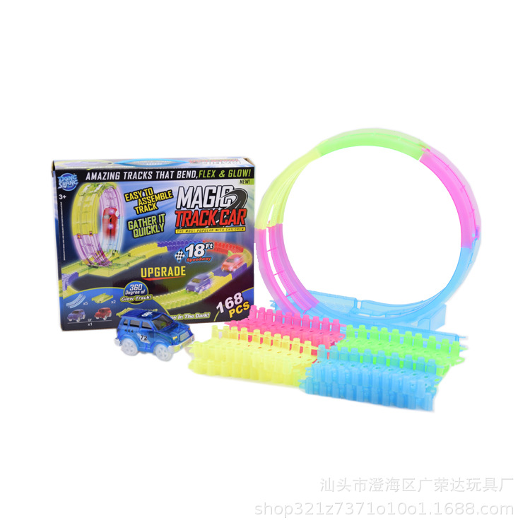 360 회전 트랙 8.5cm 발광 빌딩 블록 트랙 조명 투명 지프 (168PC)